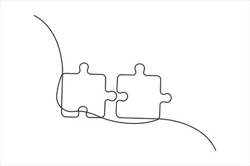 puzzle vector illustration of continuous one line art design