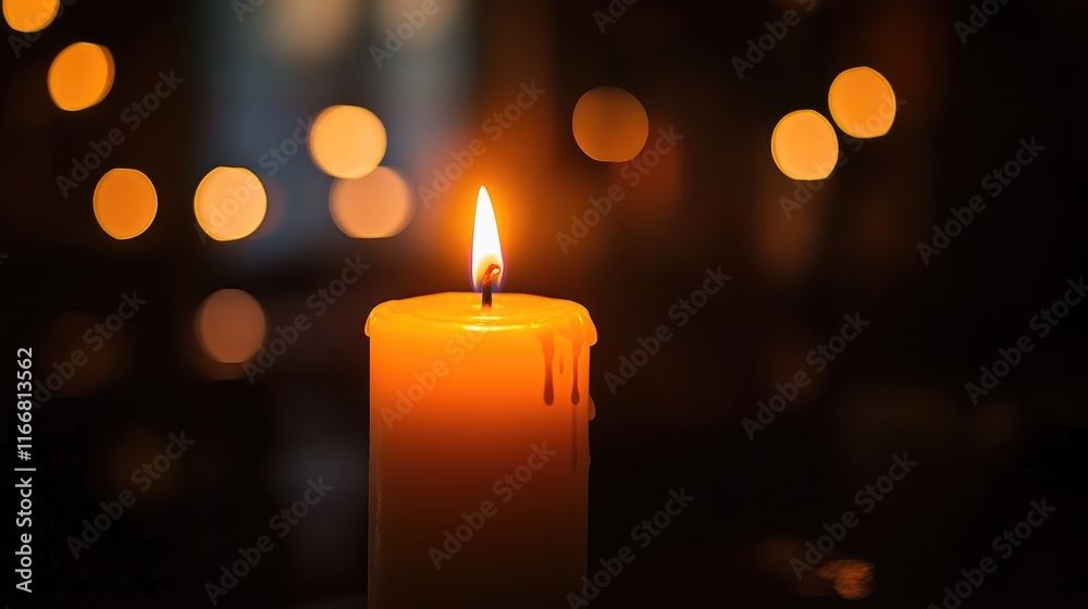 Aufkleber Candlelight in a Dark Church Creating a Peaceful and Reflective Atmosphere with Warm Glow and Soft Blurred Background Bokeh Effect