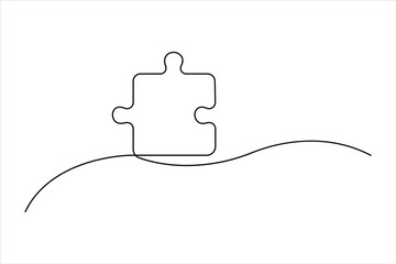 puzzle vector illustration of continuous one line art design