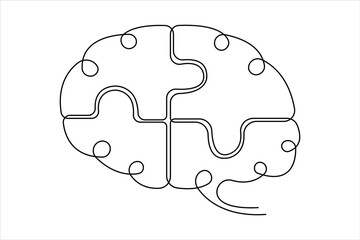 puzzle vector illustration of continuous one line art design