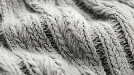 Gray Knitted Fabric Texture Warm Woolen Background Detailed High Quality Close Up Image