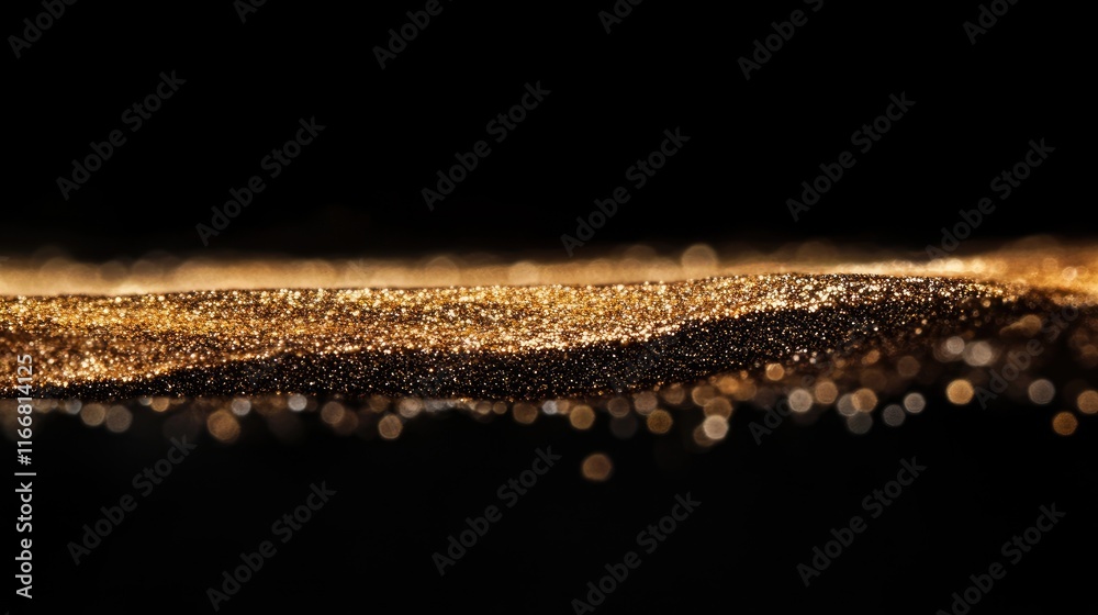 Poster golden bokeh texture with shimmering glitter on a dark background creating a luxurious and elegant a