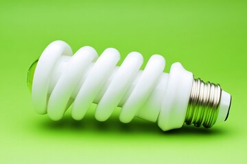 Energy-Efficient Light Bulb on Bright Green Background Perfect for Eco-Friendly Designs