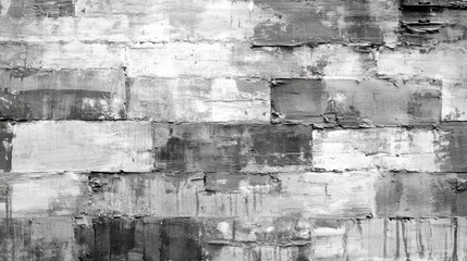 Gray Abstract Texture of Old Brick Wall with Distressed Surface and Varied Shades of Gray for Background or Design Elements