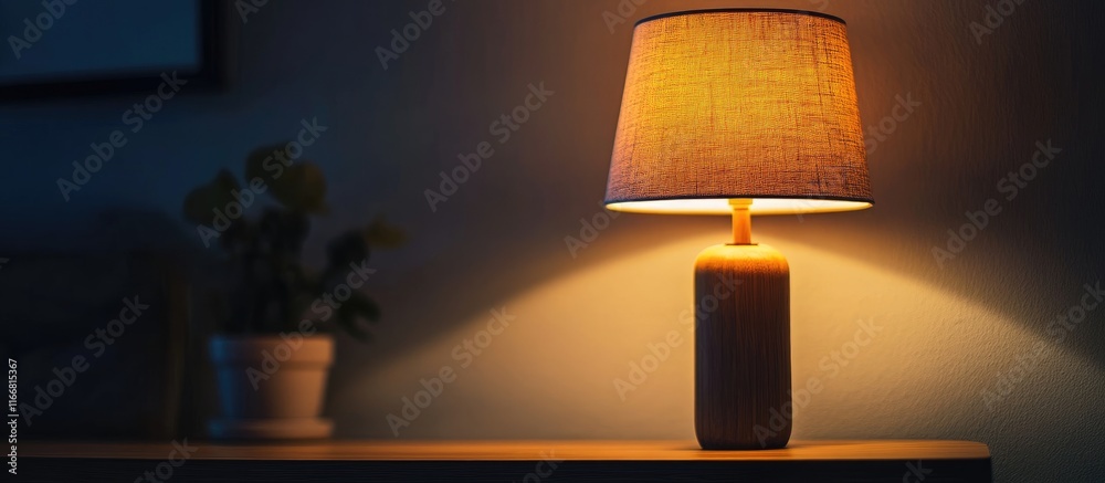 Poster cozy illuminated lamp casting warm light in dark interior setting enhancing relaxation ambience and 
