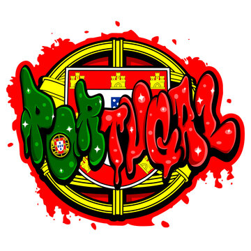 portugal country flag in graffiti art style