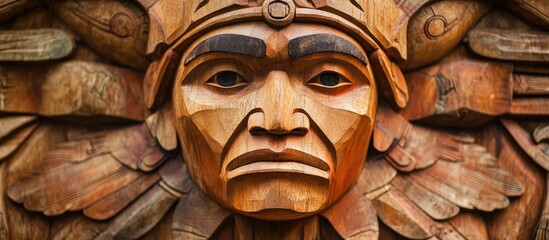 Detailed native wood carving reflecting rich cultural heritage and exceptional craftsmanship in traditional art forms.