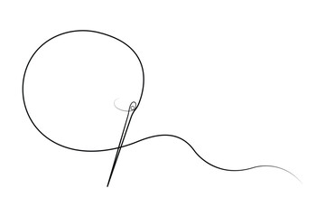 Sewing needle continuous one line art vector illustration design