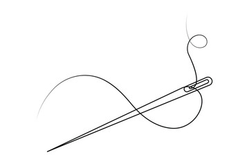 Sewing needle continuous one line art vector illustration design