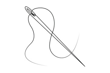 Sewing needle continuous one line art vector illustration design