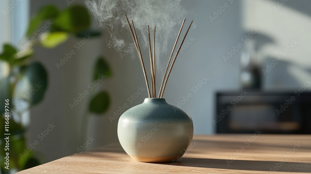 Aufkleber Fragrant Essential Oil Diffuser with Lavender and Eucalyptus Creating a Refreshing Home Atmosphere