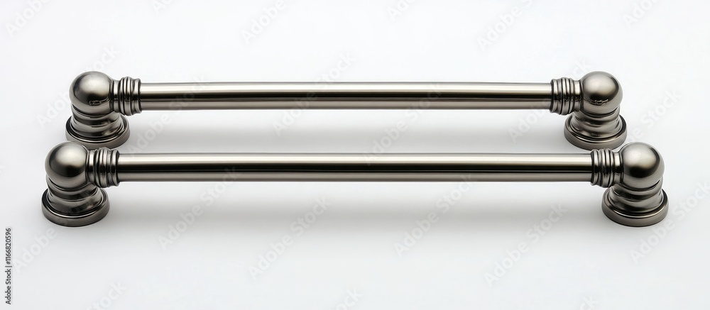 Poster elegant grey metal handles on a clean white background perfect for showcasing high-quality hardware 