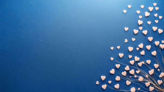 Background with hearts, A blue background with copy space, Blue Background 