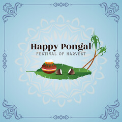 Happy Pongal festival artistic yellow color background design vector