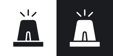 Ambulance siren icons in solid black and white colors