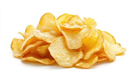 Crispy golden potato chips piled high with vibrant sauce for a delicious snack experience