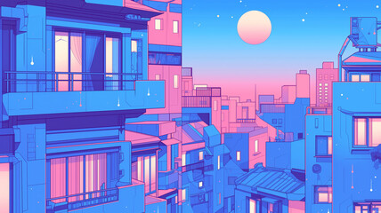 エモーショナルな夜景と都市の風景,挿絵,仕事,懐かしい,