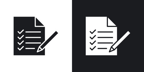 Exam icons in solid black and white colors