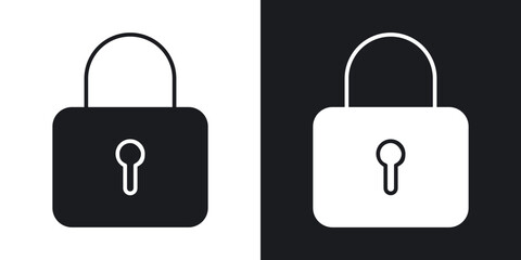 Lock closed icons in solid black and white colors