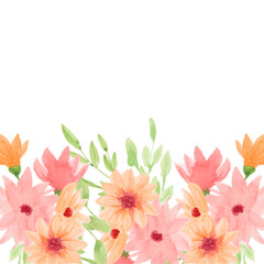 Watercolor flowers background vector for design.
