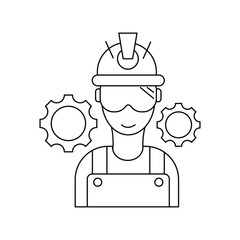 Industry Worker  line icon with white background vector stock illustration