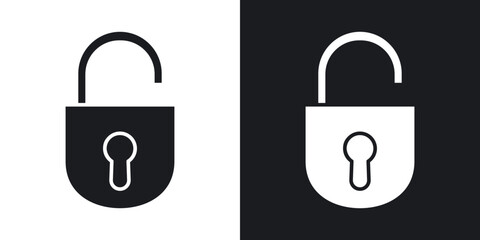 Unlock icons in solid black and white colors