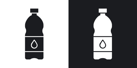 Water bottle icons in solid black and white colors