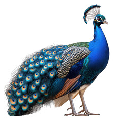 Obraz premium A vibrant peacock displaying its colorful plumage.