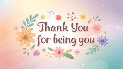 Colorful floral thank you card with pastel background and inspiring message