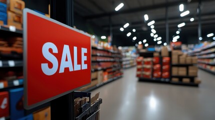 A store with a red sign that says "Sale" on it