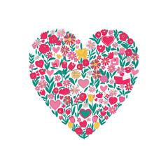 Valentine's day, February 14. Vector illustrations of love, heart, valentine, flowers. Drawings for postcard, card, congratulations and poster