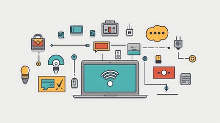 IoT connectivity tools on a laptop, symbolizing smart technology innovation