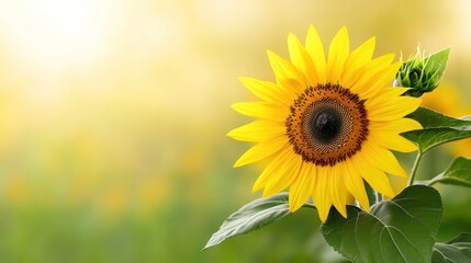 Obraz premium A vibrant sunflower against a soft, blurred background.