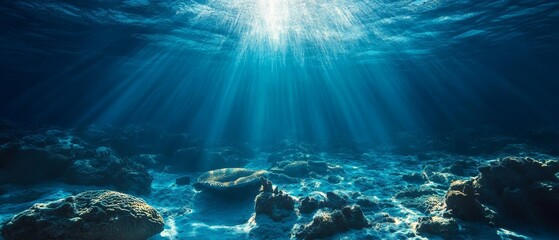 Fototapeta premium Deep Ocean textures merging into light play, Generative AI