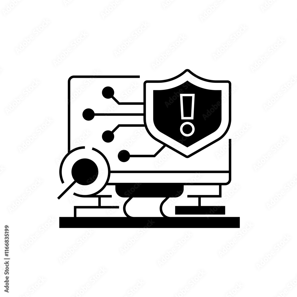 Poster cyber threat detection line icon. linear style sign for mobile concept and web design. outline vecto