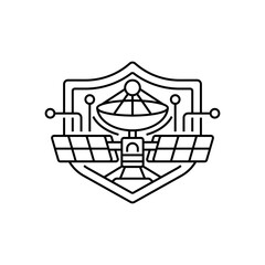 Secure Satellite Line Icon. linear style sign for mobile concept and web design. Outline vector icon.