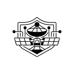 Secure Satellite Line Icon. linear style sign for mobile concept and web design. Outline vector icon.