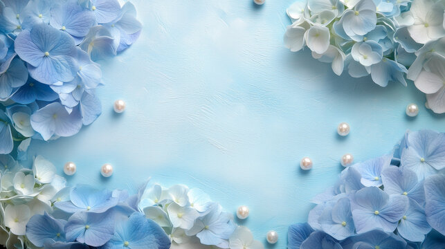Gorgeous background wallpaper with hydrangea and pearls