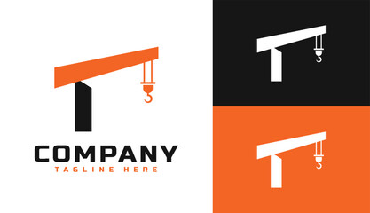 T Letter Logo With Crane