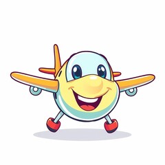 Happy Little Airplane Cartoon Character 