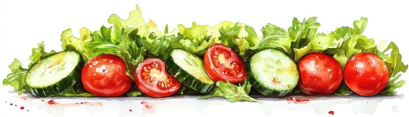 A fresh green salad with tomatoes and cucumbers, a light meal