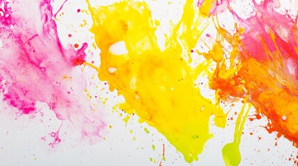 Obraz premium Vibrant splashes of color create an energetic abstract artwork showcasing pink, yellow, and orange hues in creative expression