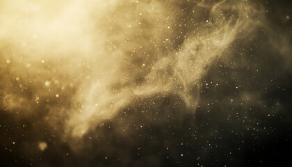 Obraz premium Golden Dust Particles and Smoke Abstract Background Texture Glowing Nebula Sparkling Glitter