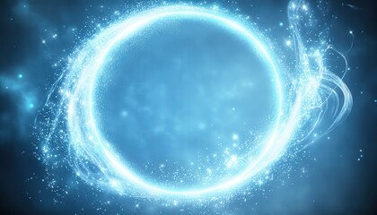 Abstract Glowing Blue Circle Energy Sparkle Light Background Design