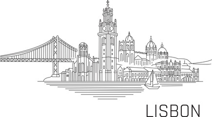 Lisbon City Line Draw Simple Minimalist