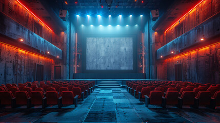 Naklejka premium Cinematic billboard in a movie theater complex, designed for film releases and entertainment advertising