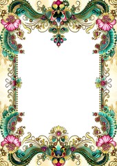Ornate decorative border with floral and paisley motifs for framing text.