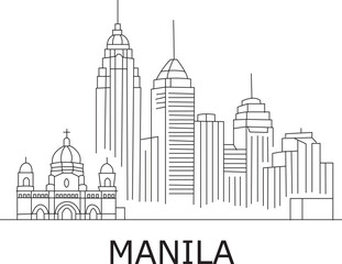 Fototapeta premium Manila City Line Draw Simple Minimalist