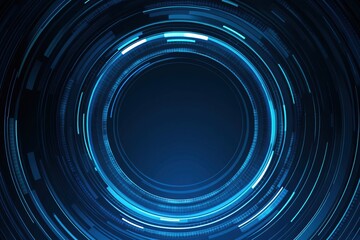 Abstract Circular Motion Design with Blue Lights and Dark Background Elements
