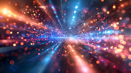 Fototapeta premium Abstract flight in space hyper jump 3d illustration